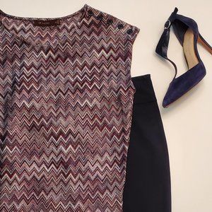 The Limited Blue/Green/Brown Chevron Top XS